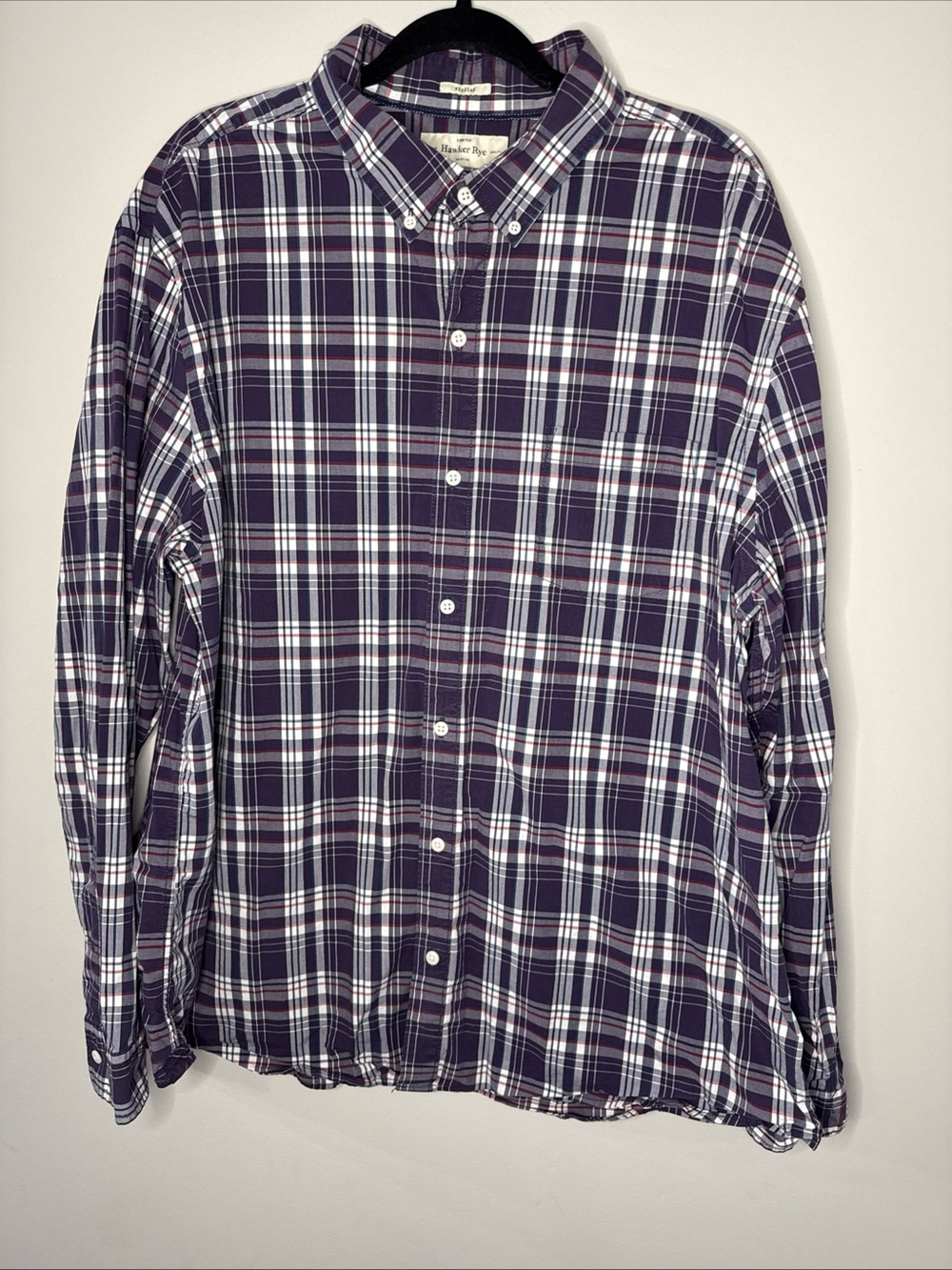 Men's Purple Plaid Button-Down Shirt - Casual Long Sleeve